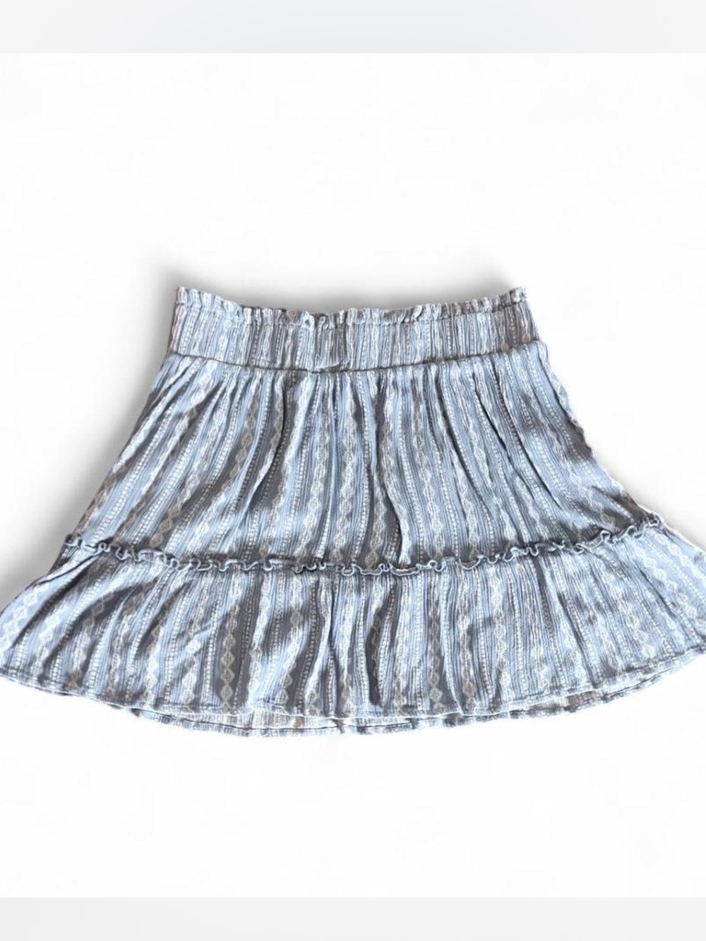 Light Blue Patterned Tiered Women's Skirt